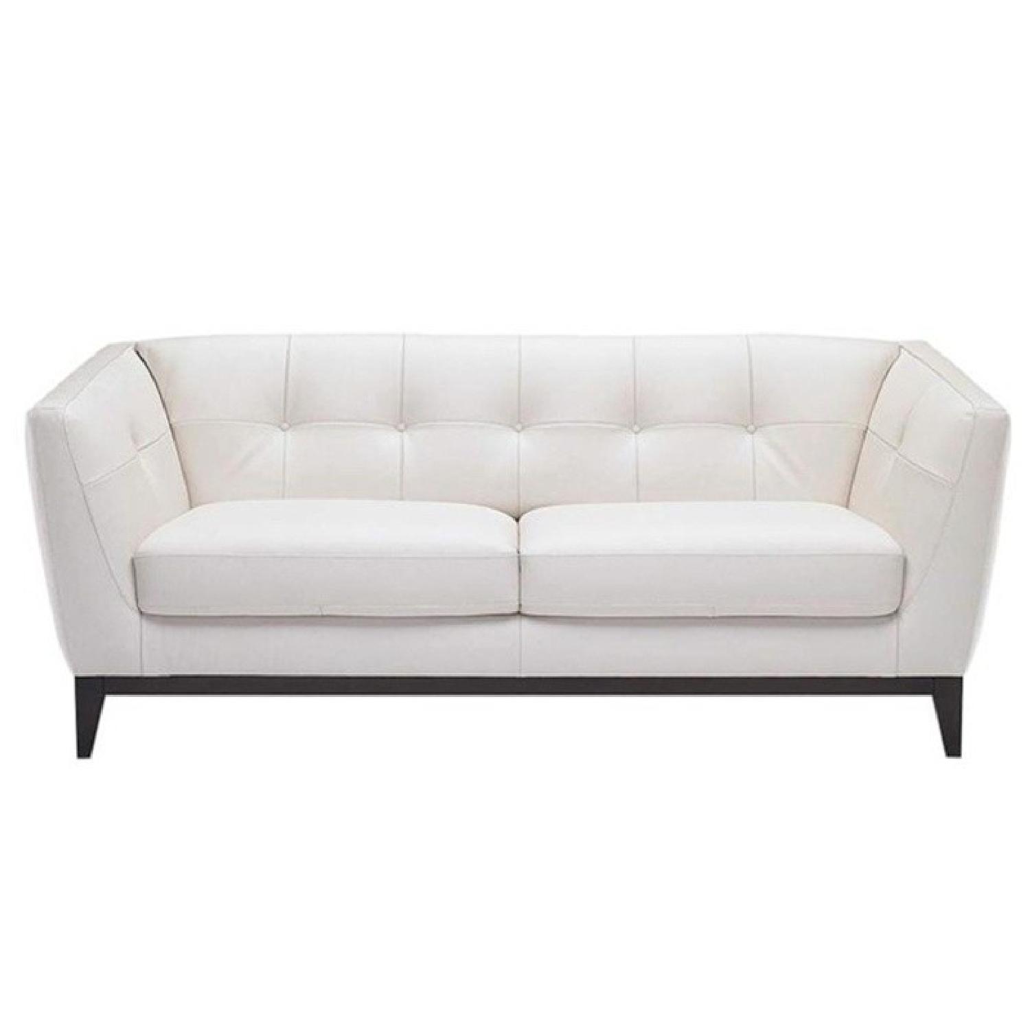 Natuzzi Edition Malibu White Leather Sofa & Ottoman AptDeco