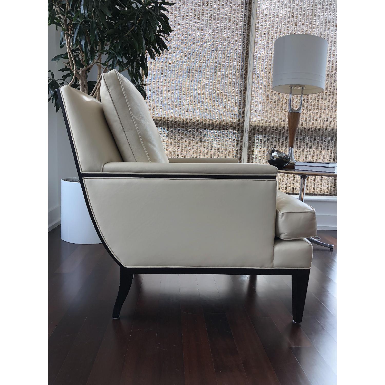 Hickory Modern Cream Leather & Wood Frame Armchair - image-2