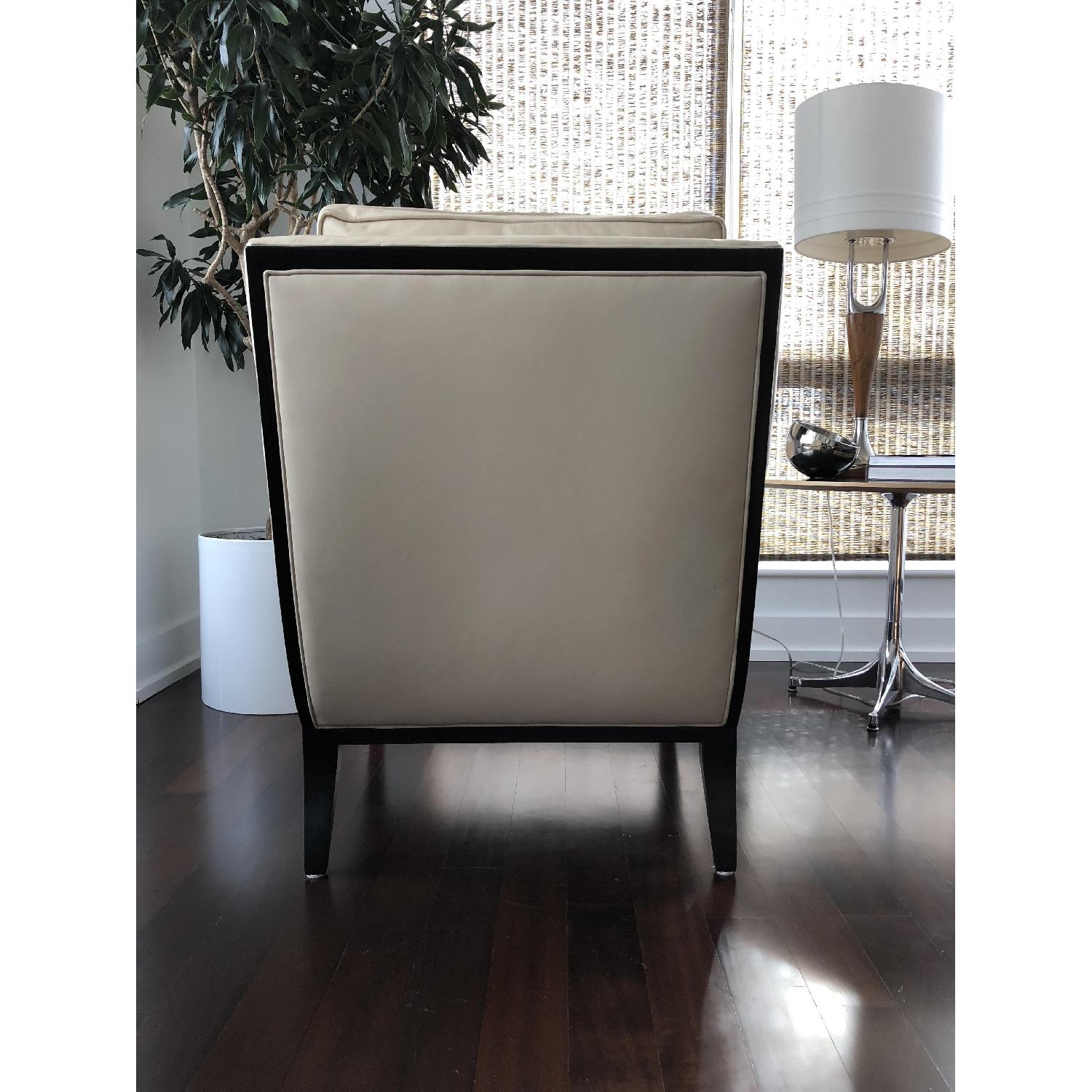 Hickory Modern Cream Leather & Wood Frame Armchair - image-3