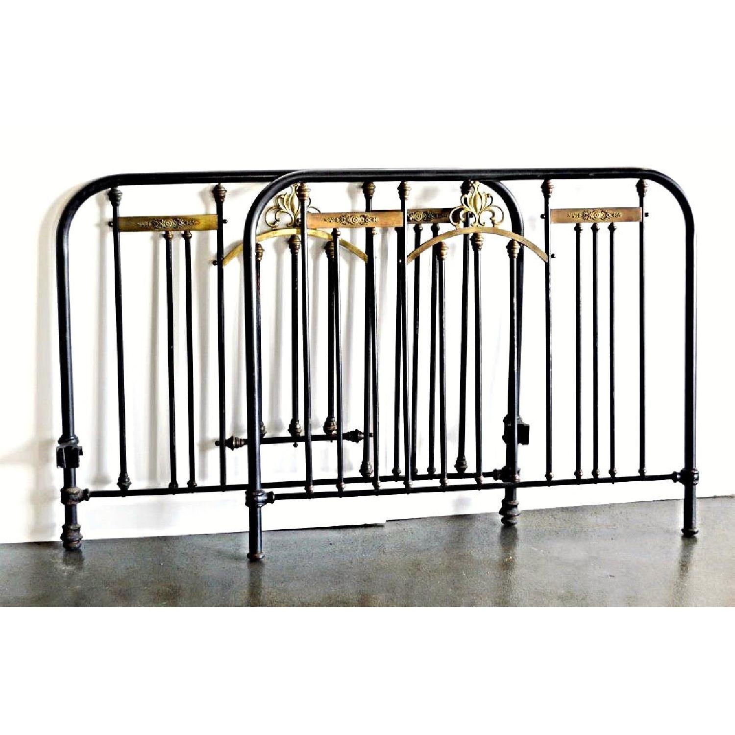 Milo Baughmagn Brass Mounted Iron Twin Bed w/ Headboard - image-1