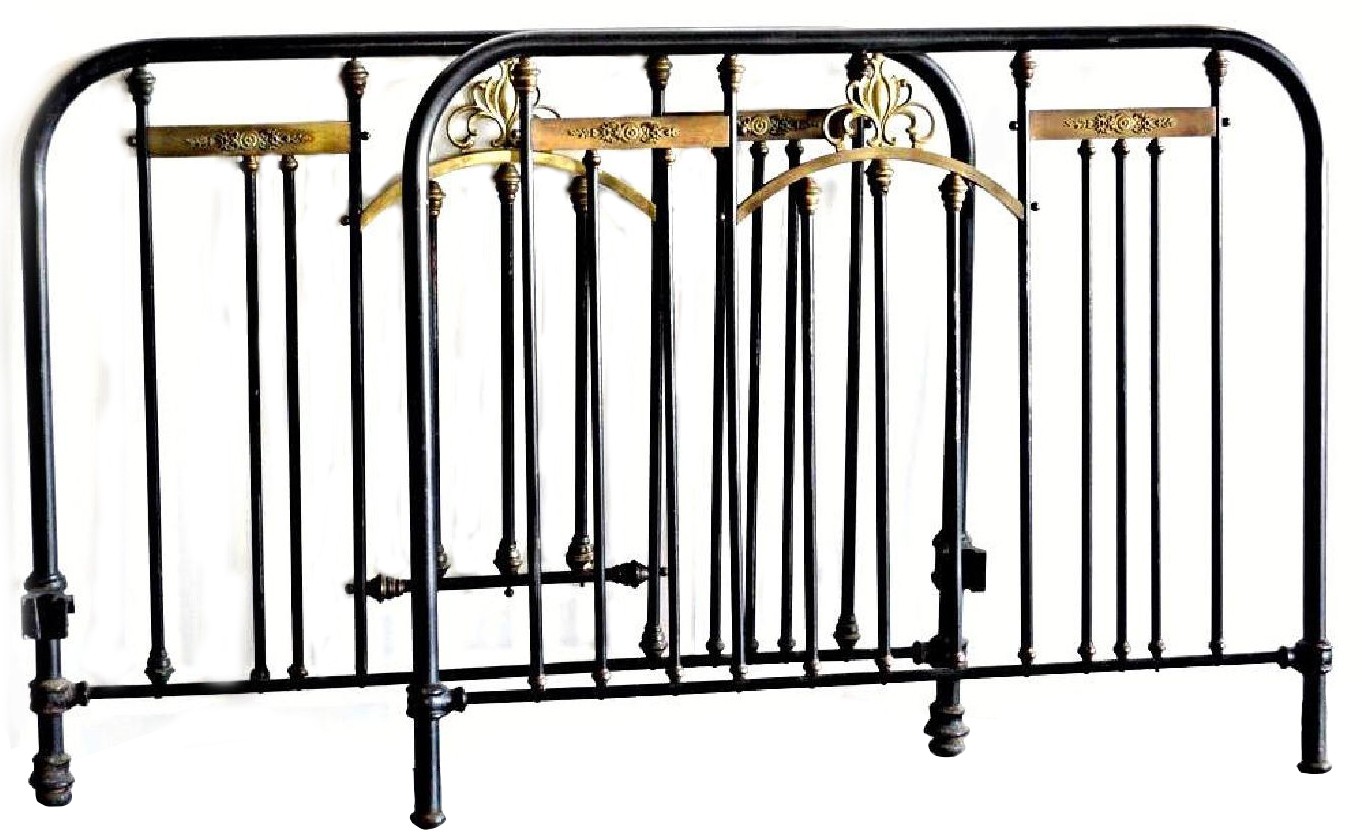 Milo Baughmagn Brass Mounted Iron Twin Bed w/ Headboard