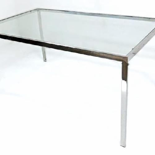 Milo Baughman Chrome Glass Top Extendable Dining Table
