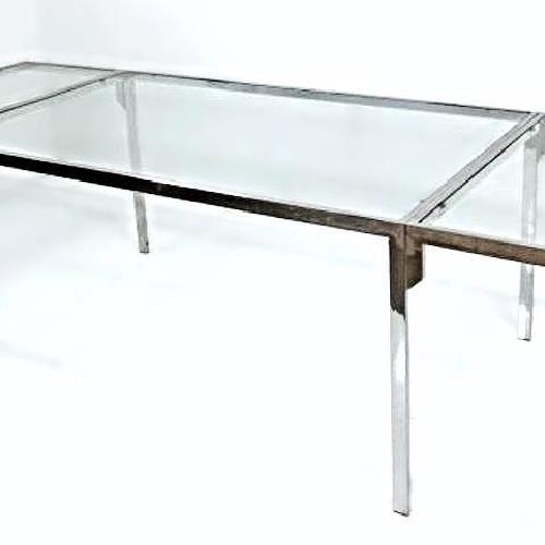 Milo Baughman Chrome Glass Top Extendable Dining Table