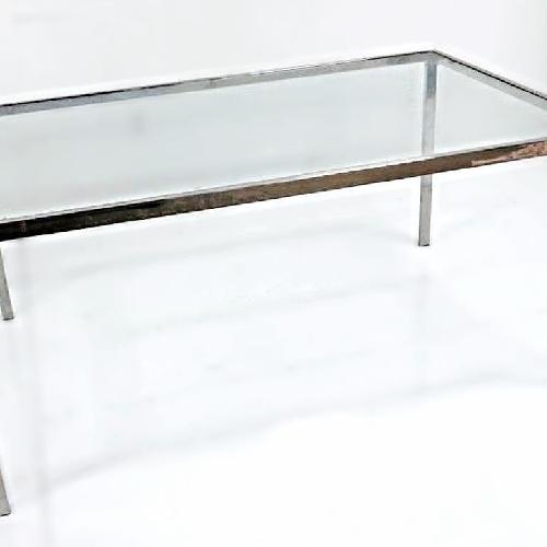 Milo Baughman Chrome Glass Top Extendable Dining Table