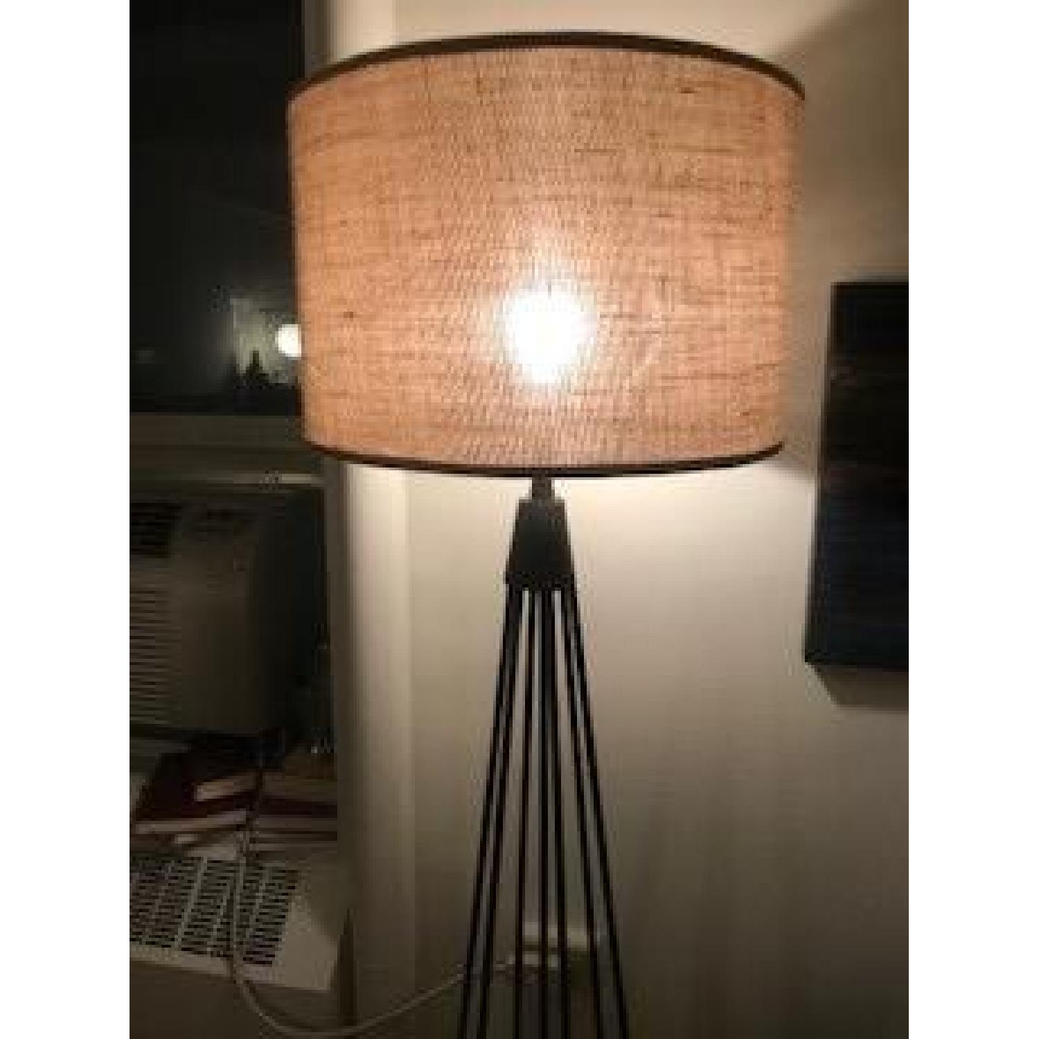 World Market Kent Iron Hairpin Floor Lamp w/ Burlap Shade - image-1