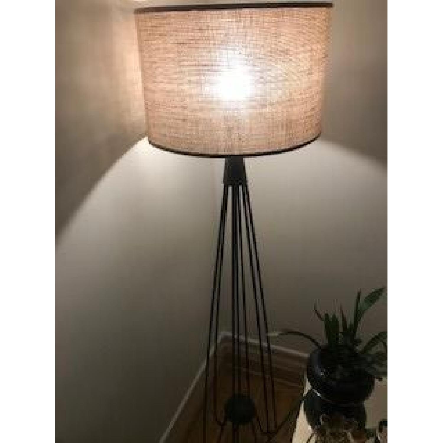 World Market Kent Iron Hairpin Floor Lamp W Burlap Shade For