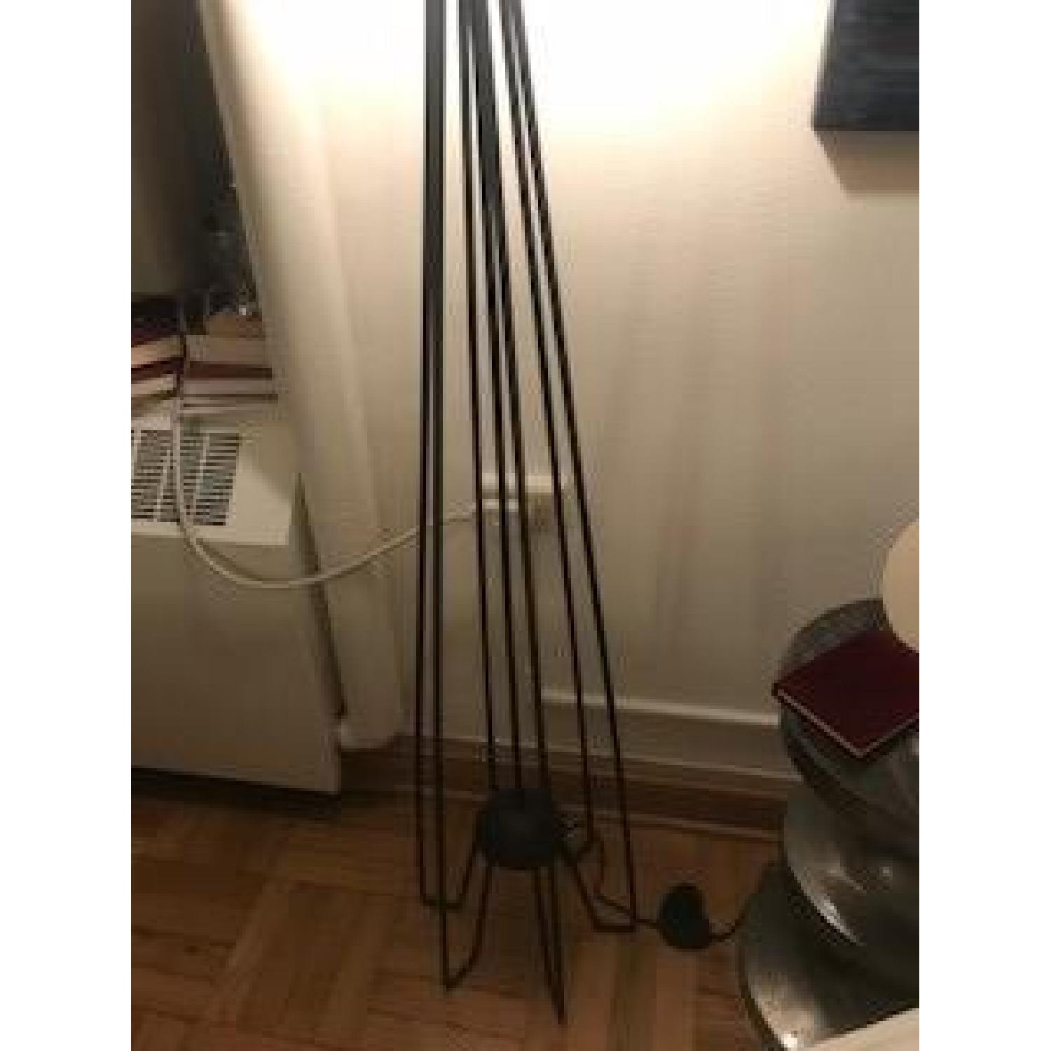 World Market Kent Iron Hairpin Floor Lamp w/ Burlap Shade - image-4