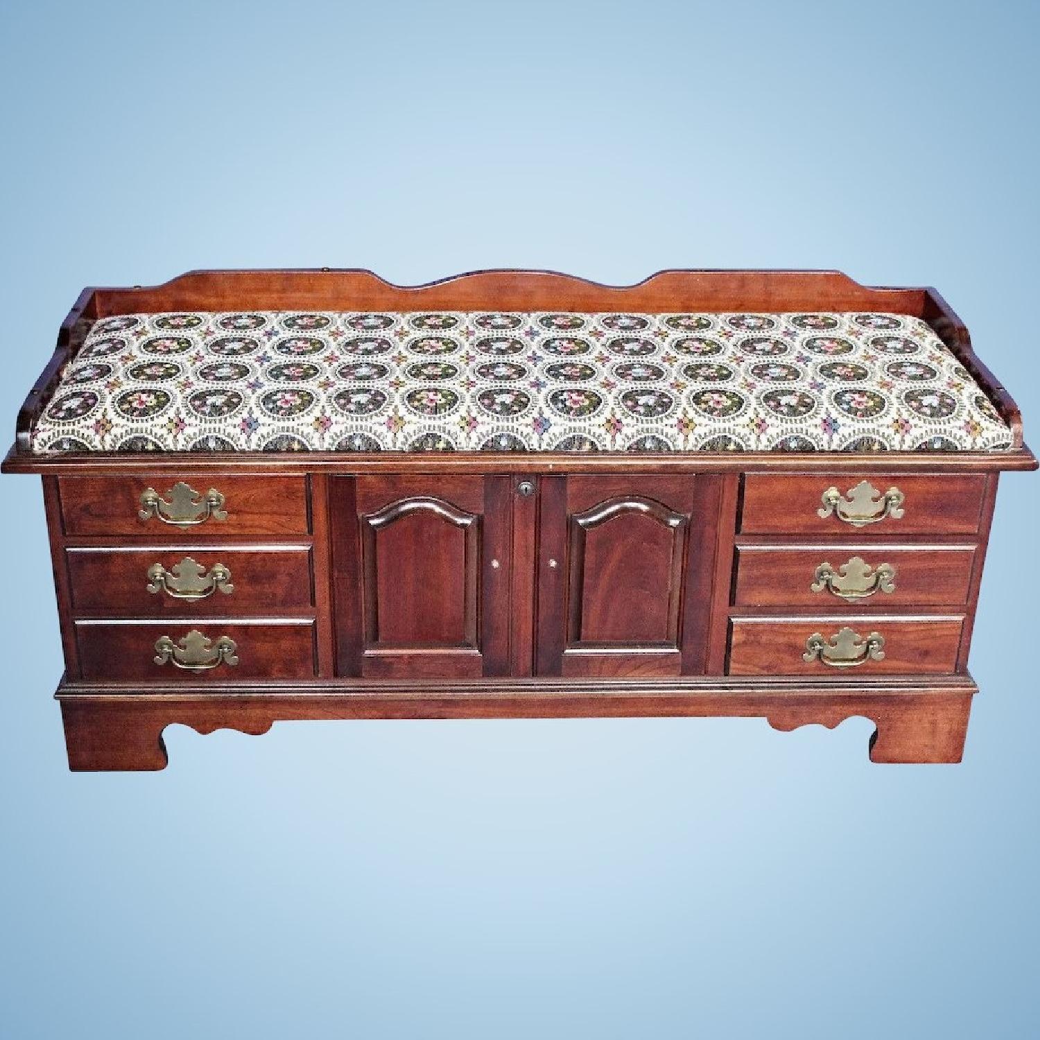 Mahogany English Style Needlepoint Trunk/Blanket Chest AptDeco