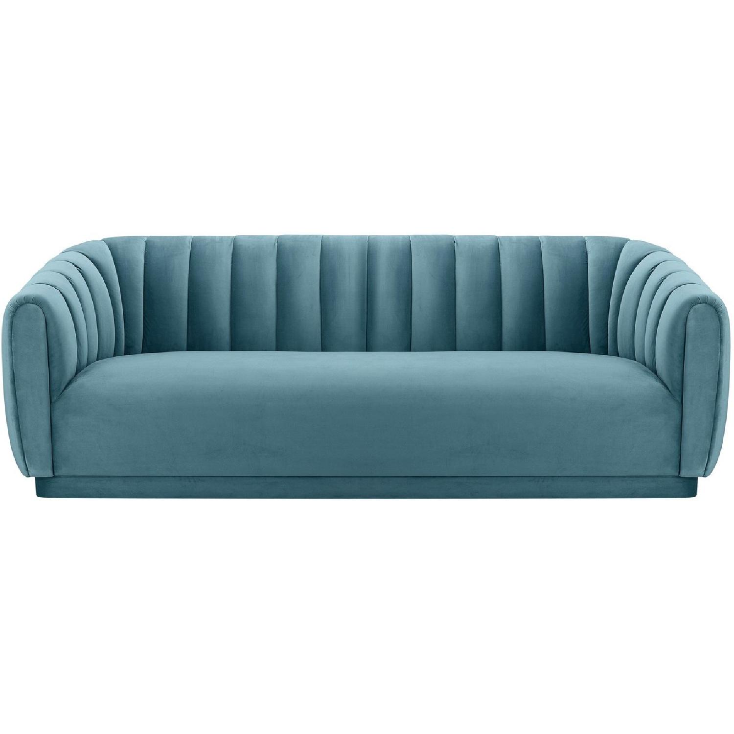 TOV Furniture Arno Sea Blue Velvet Sofa - image-1