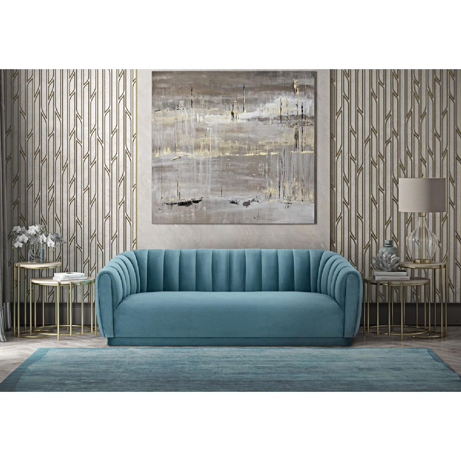 TOV Furniture Arno Sea Blue Velvet Sofa - image-3