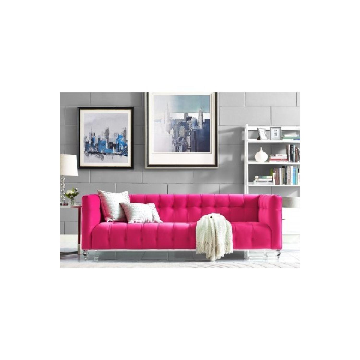 TOV Furniture Bea Pink Velvet Sofa - image-1