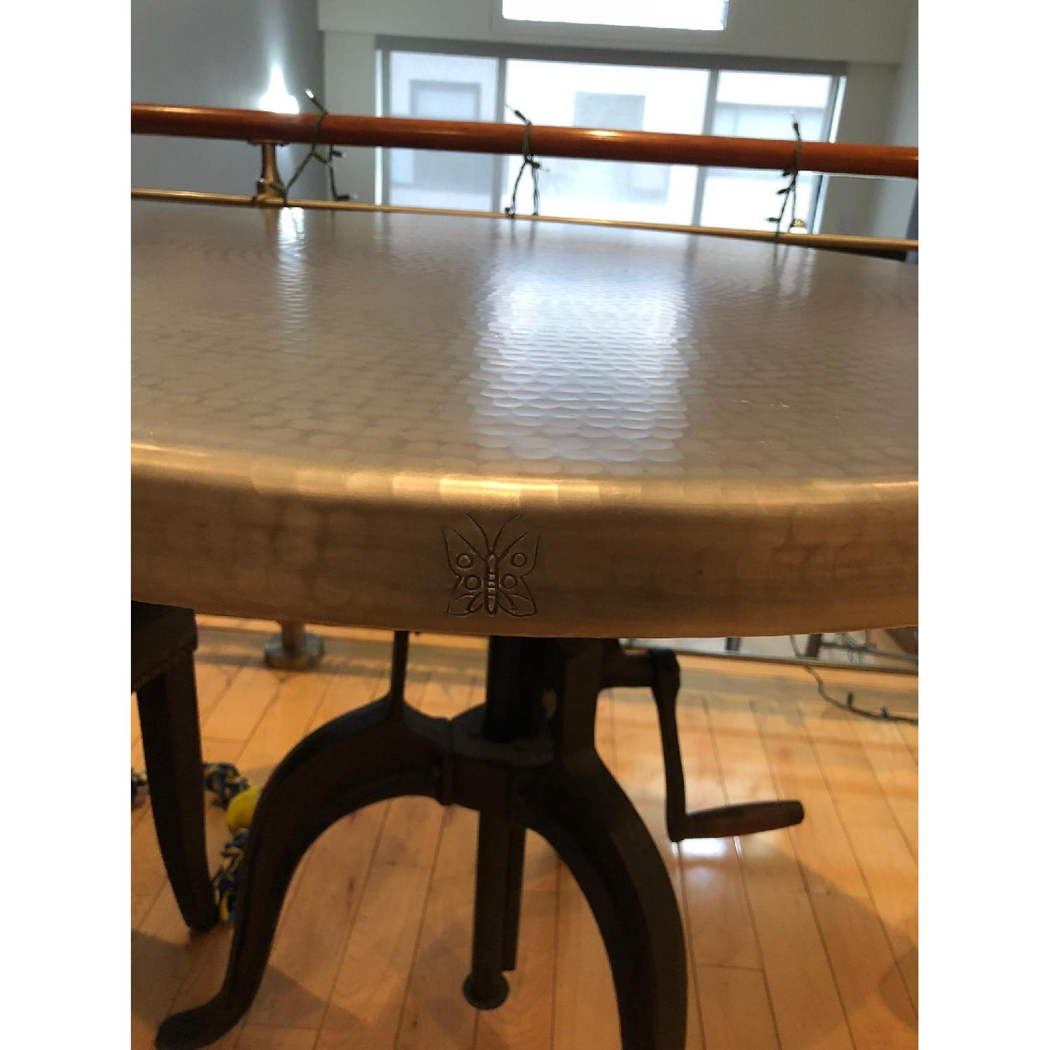 Arhaus Hammered Zinc Alloy Top Dining Table w/ Edison Base - image-3