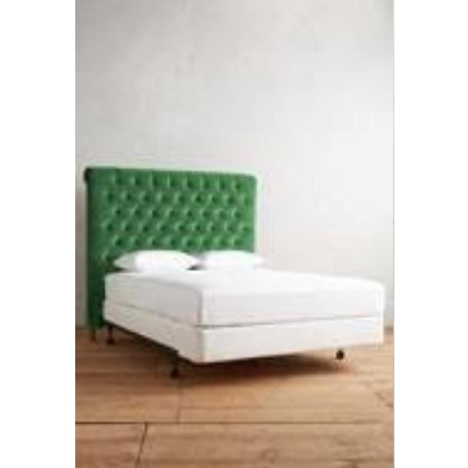 Anthropologie Emerald Green Velvet Tufted Headboard - image-1