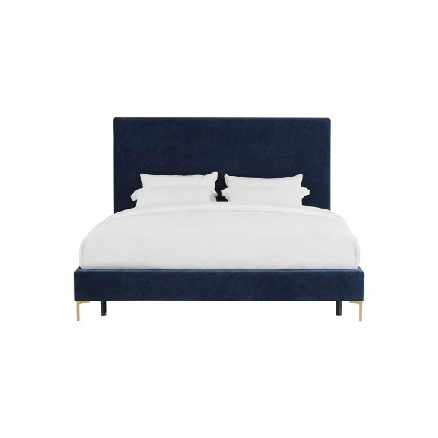 TOV Furniture Delilah Navy Textured Velvet King Bed - image-2