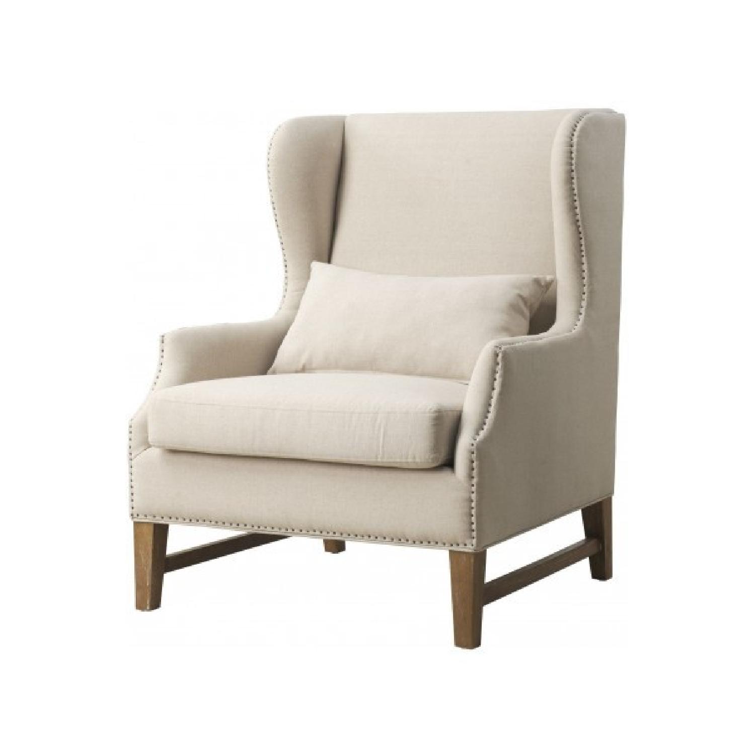 TOV Furniture Devon Beige Linen Wing Chair - image-2