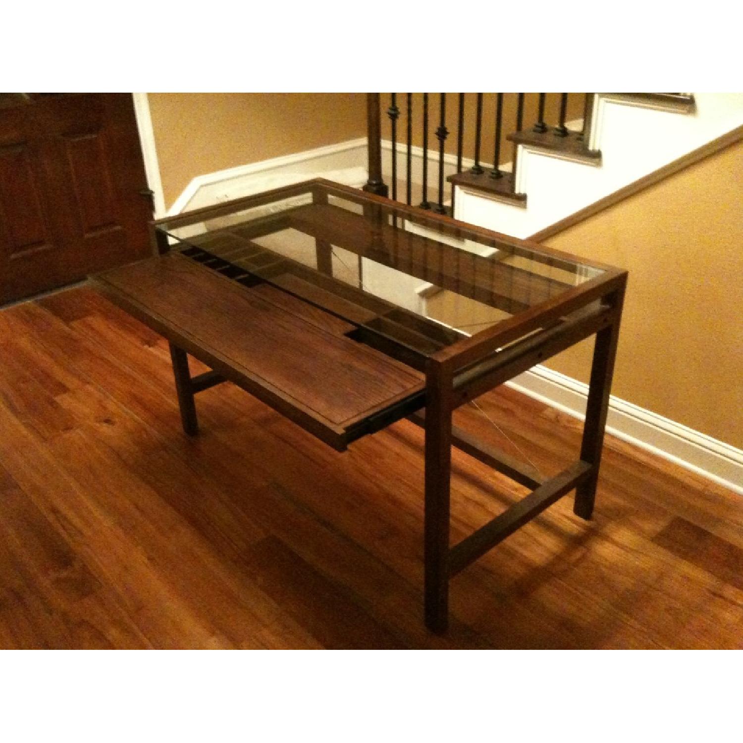 Crate & Barrel Glass Top Office Desk AptDeco