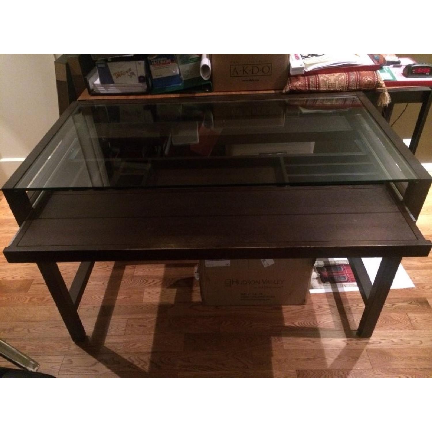 Crate & Barrel Glass Top Office Desk AptDeco