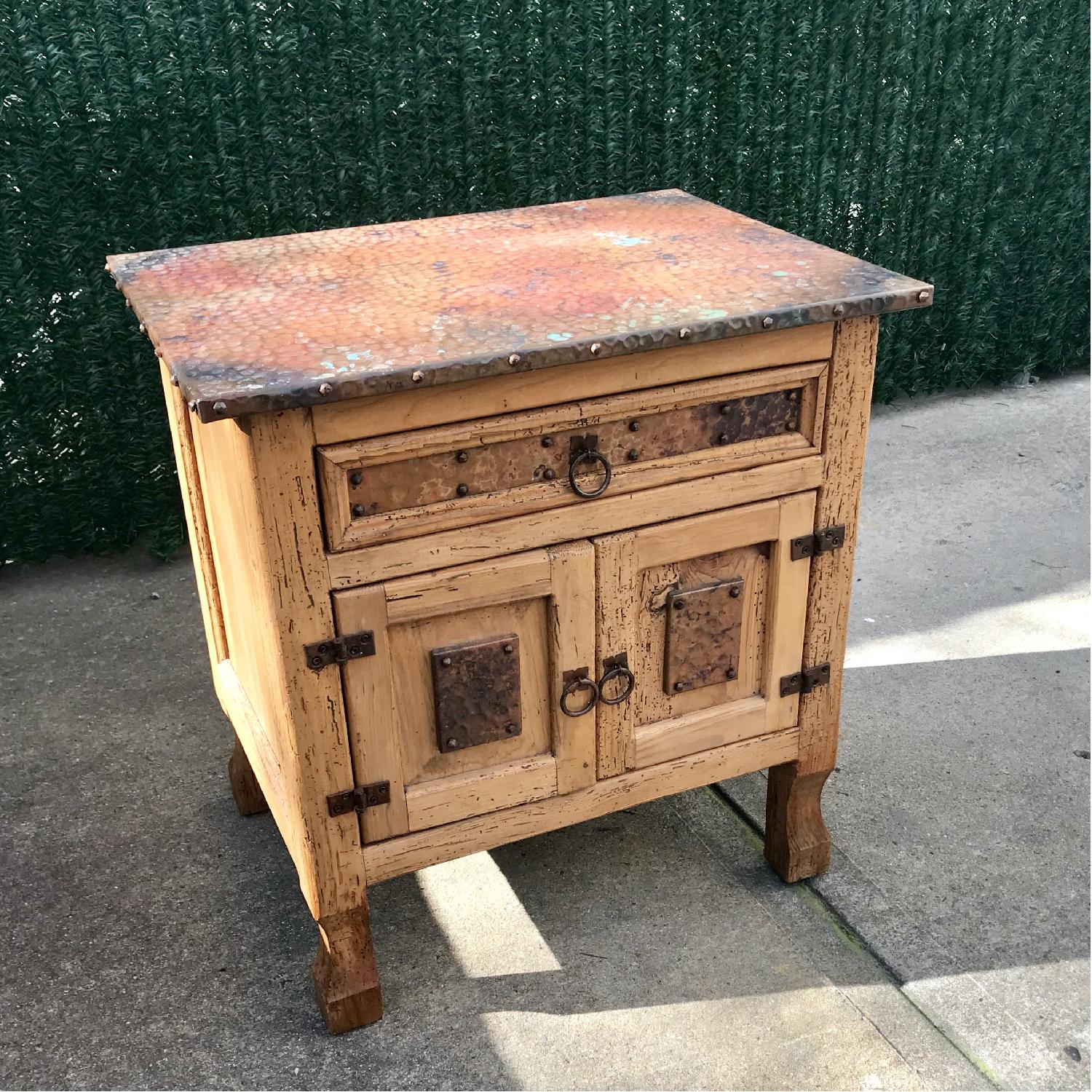 ABC Carpet & Home Copper-Top Handmade Mexican Wood SideTable - image-1