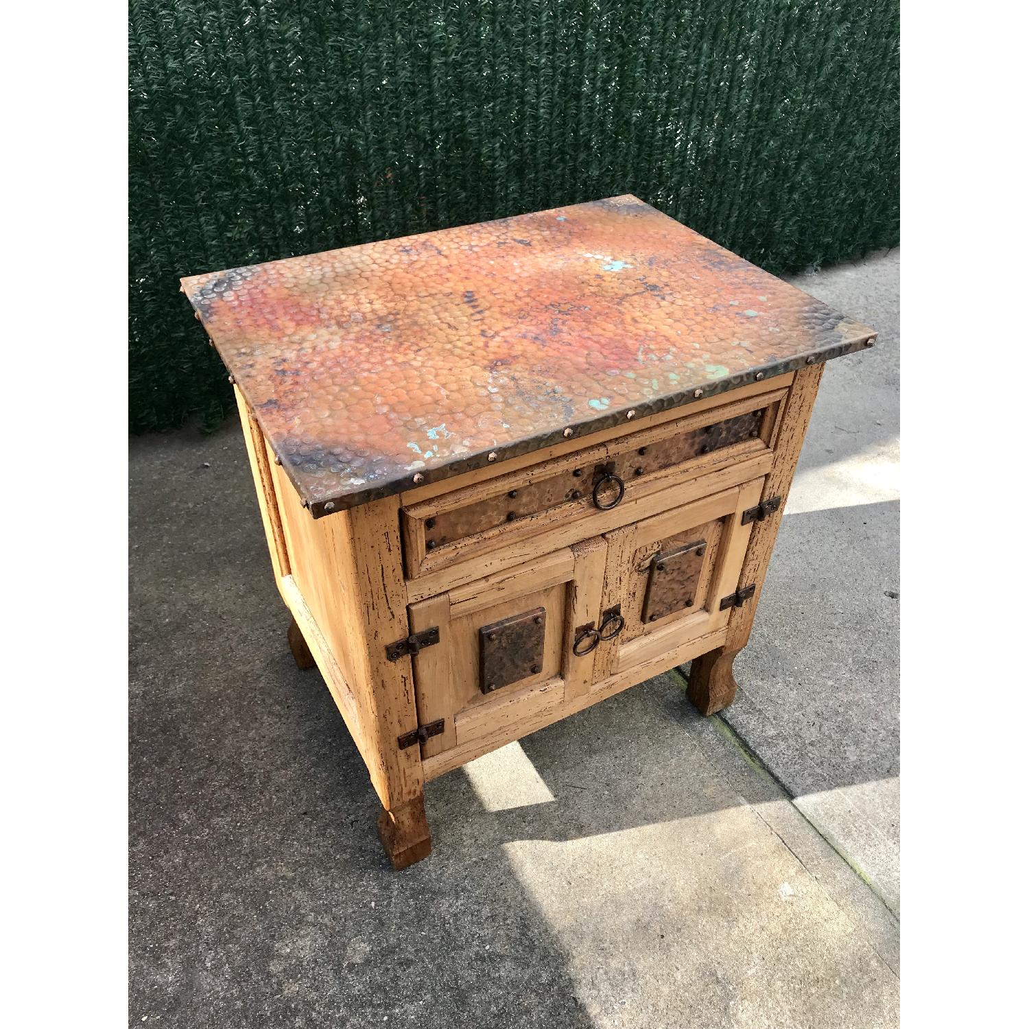 ABC Carpet & Home Copper-Top Handmade Mexican Wood SideTable - image-2
