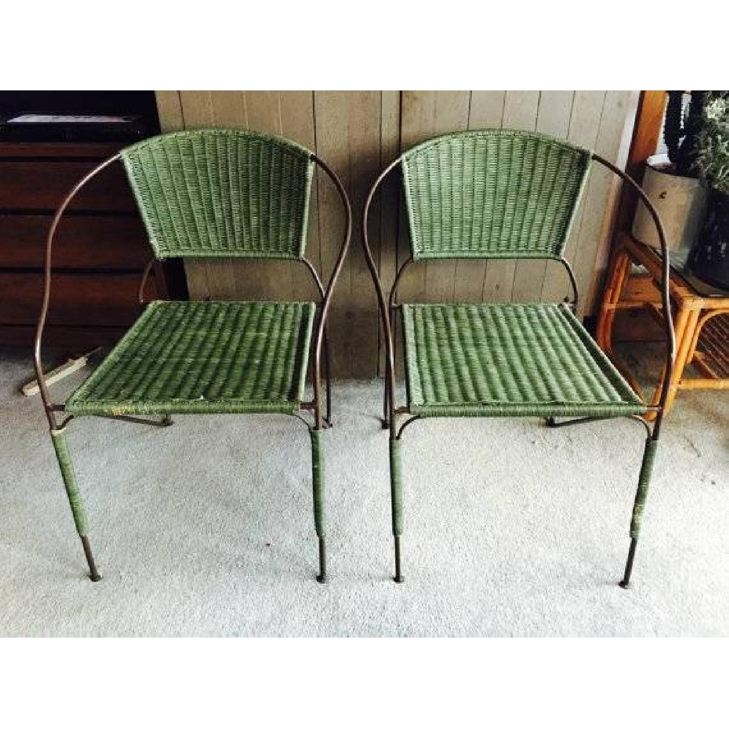 Vintage Green Rattan Mid-Century Modern Chair - image-2