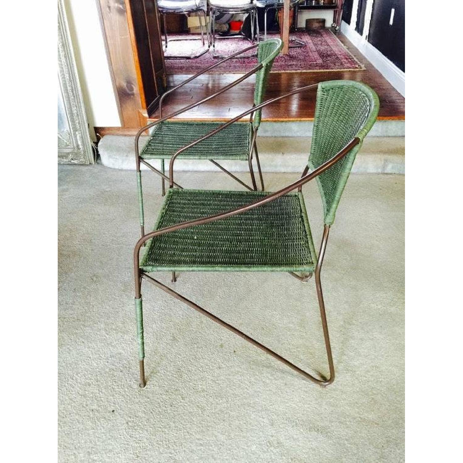 Vintage Green Rattan Mid-Century Modern Chair - image-3