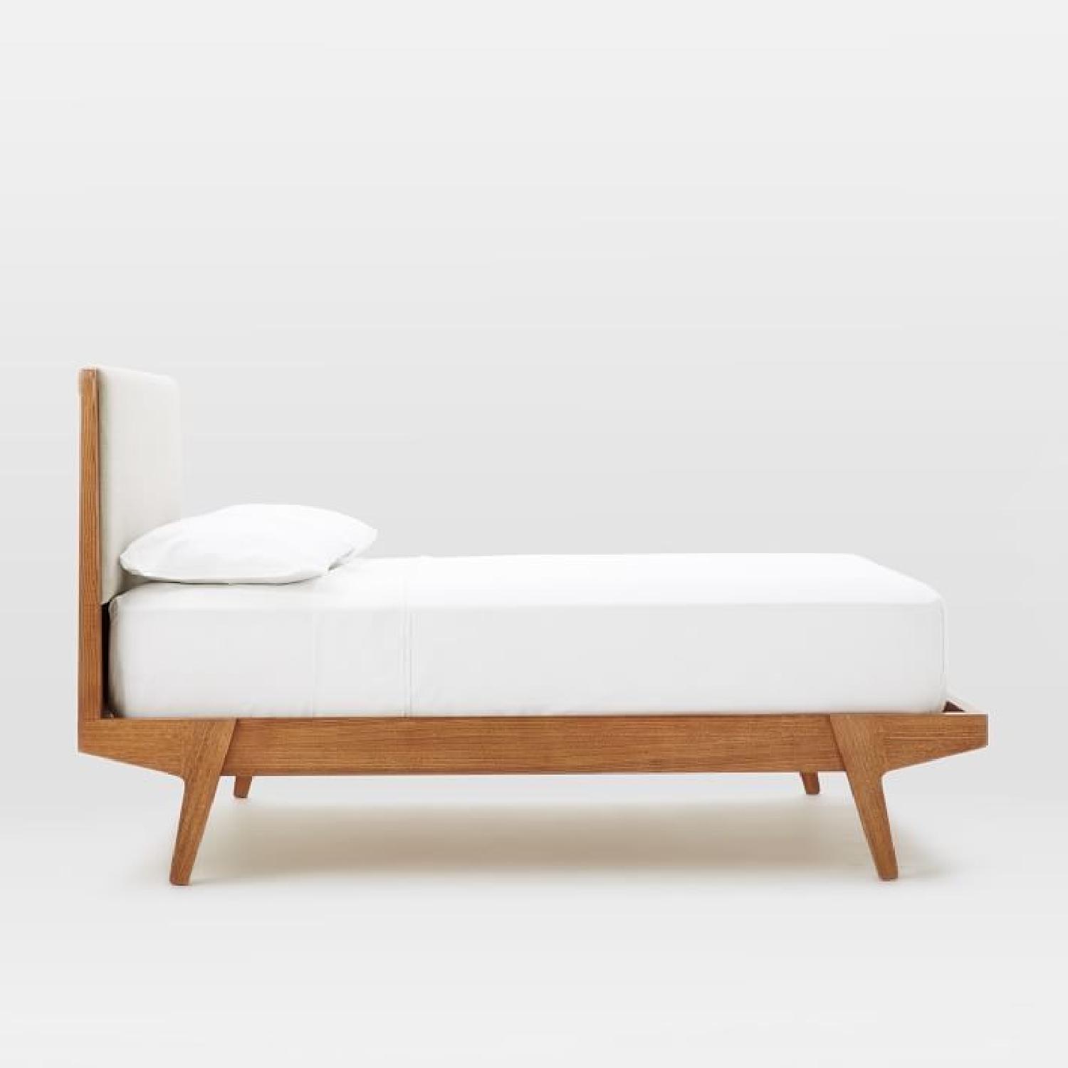 West Elm Natural Linen Weave Solid Wood Bed - image-3