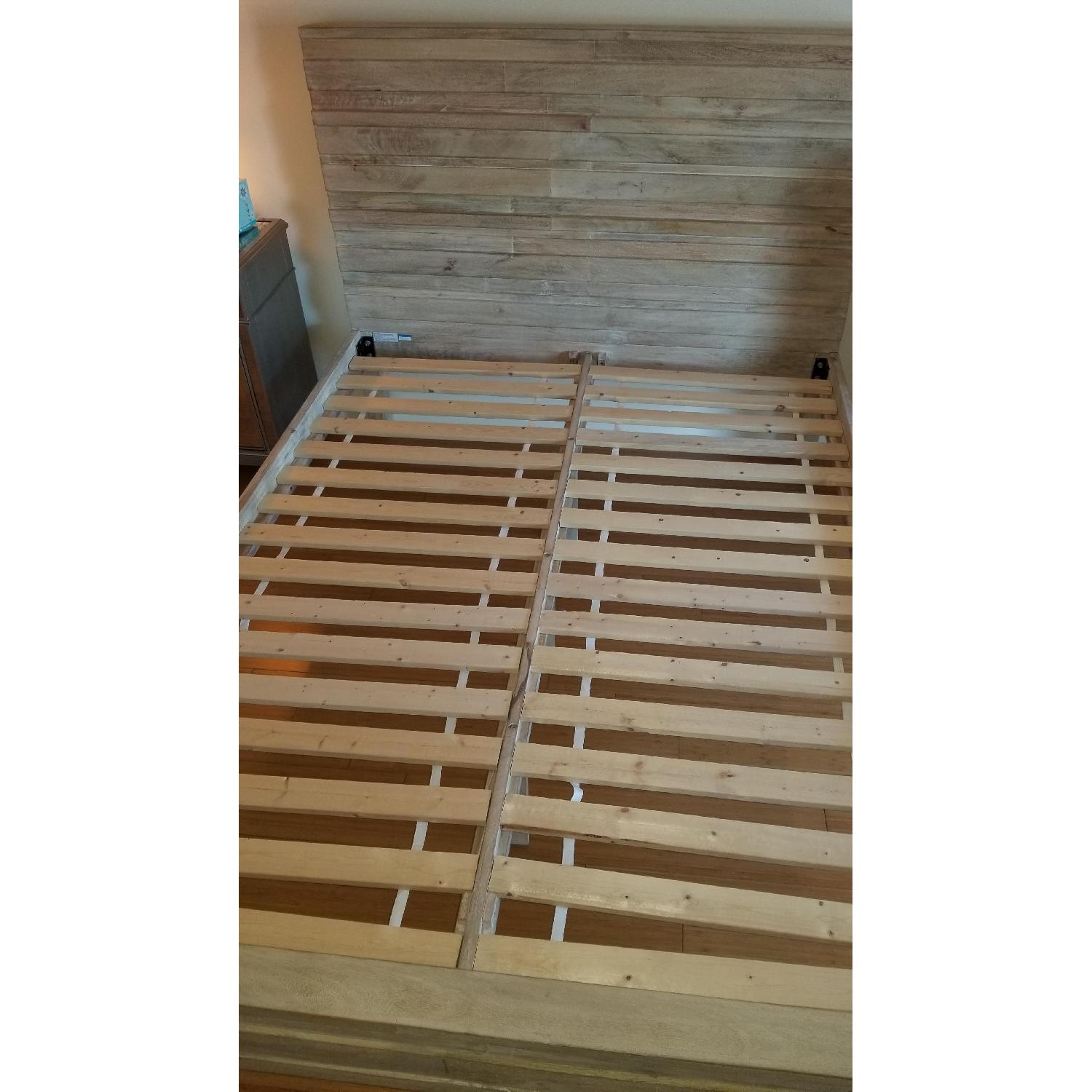 West Elm Queen Stria Bed in Cerused White Wash Grey - image-4