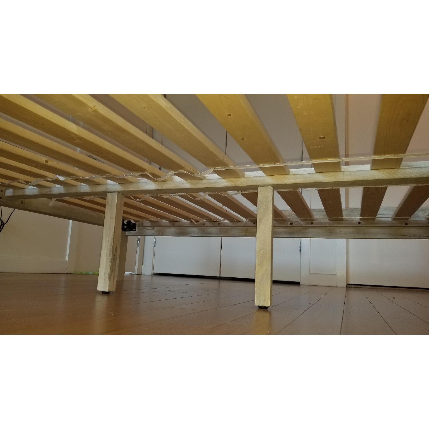 West Elm Queen Stria Bed in Cerused White Wash Grey - image-5