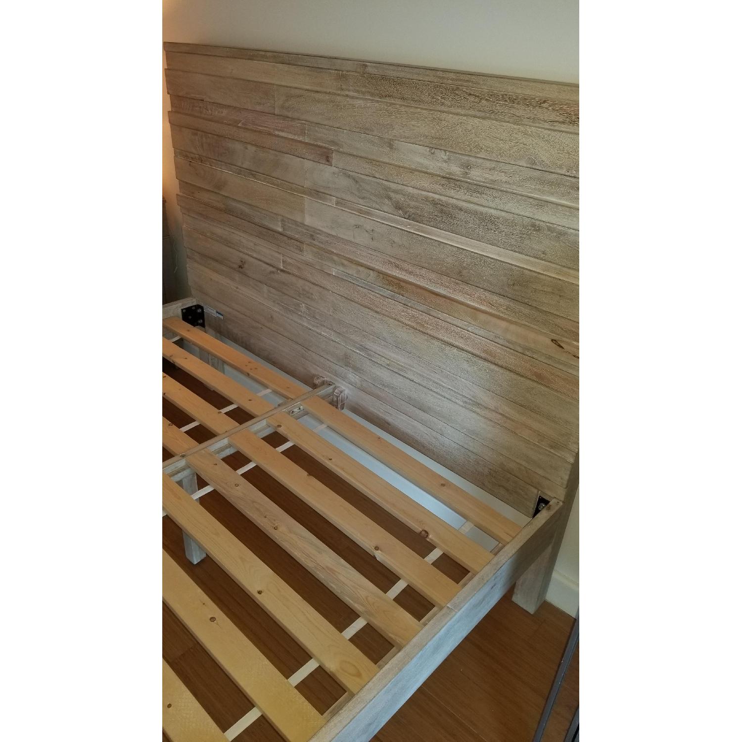 West Elm Queen Stria Bed in Cerused White Wash Grey - image-6