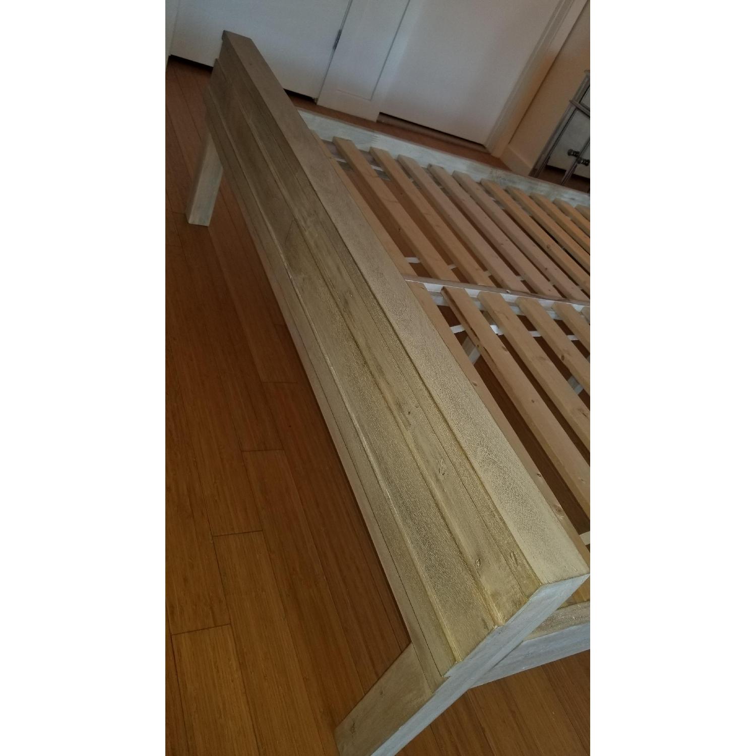 West Elm Queen Stria Bed in Cerused White Wash Grey - image-8