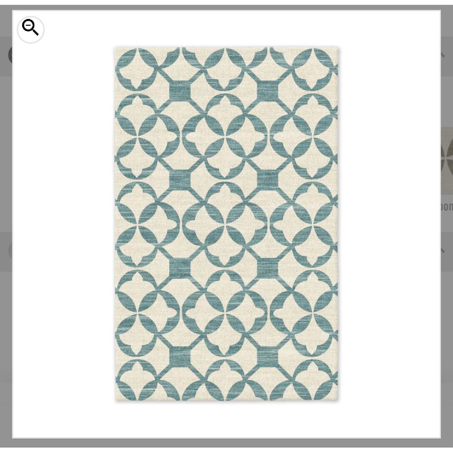 West Elm Tile Wool Kilim Rug in Turquoise Blue - image-1