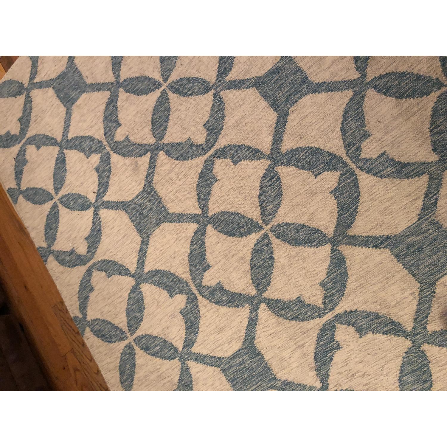 West Elm Tile Wool Kilim Rug in Turquoise Blue - image-3