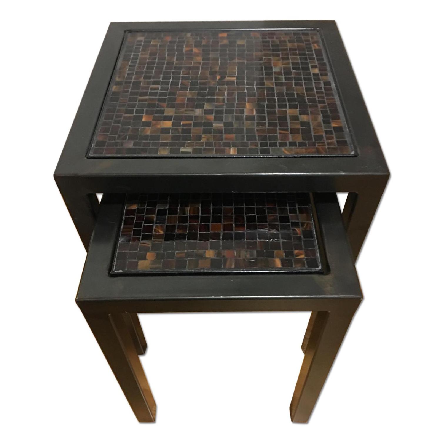 Room & Board Nested Steel & Tile End Tables in Black - image-0