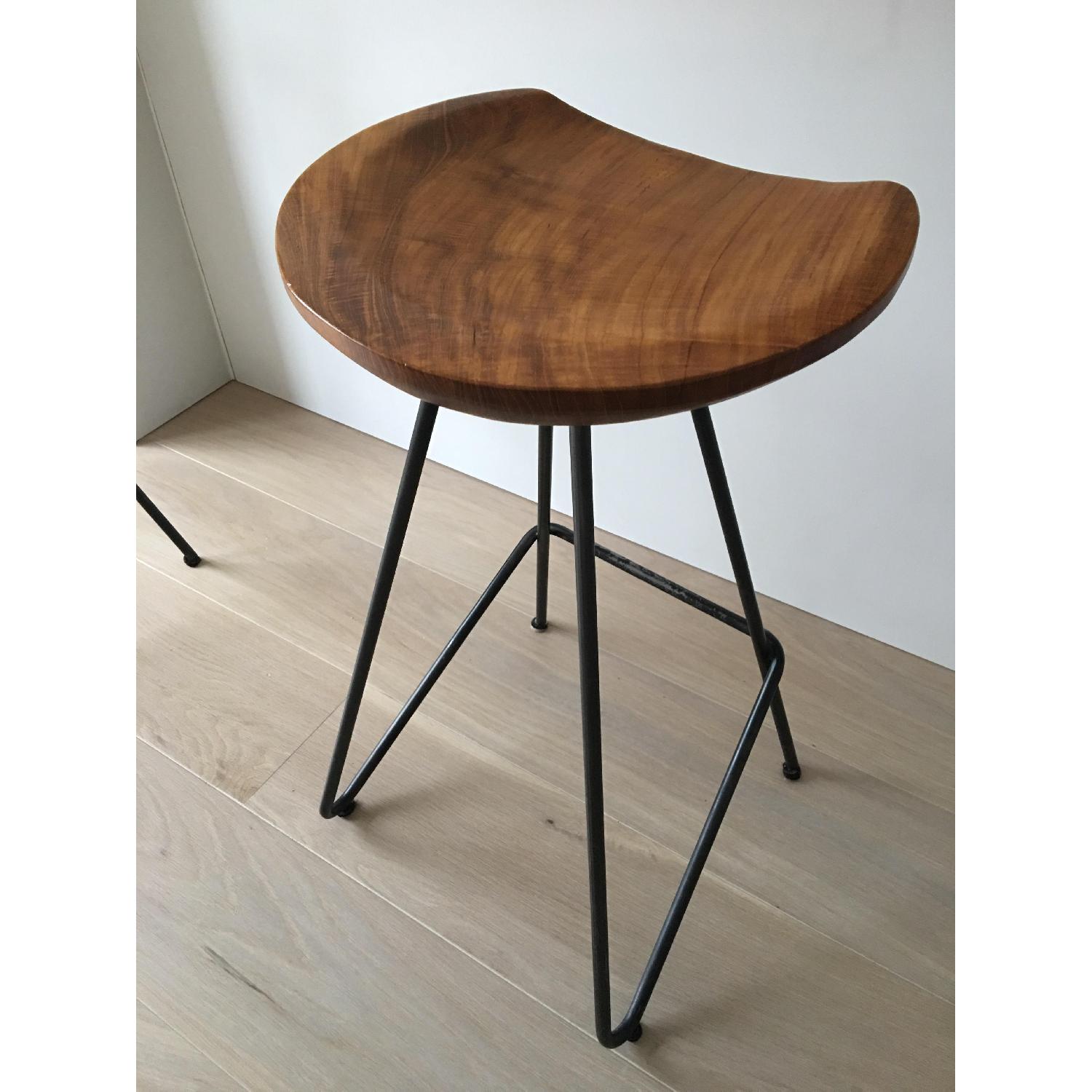 Anthropologie Perch Teak & Steel Counter Stool - image-2