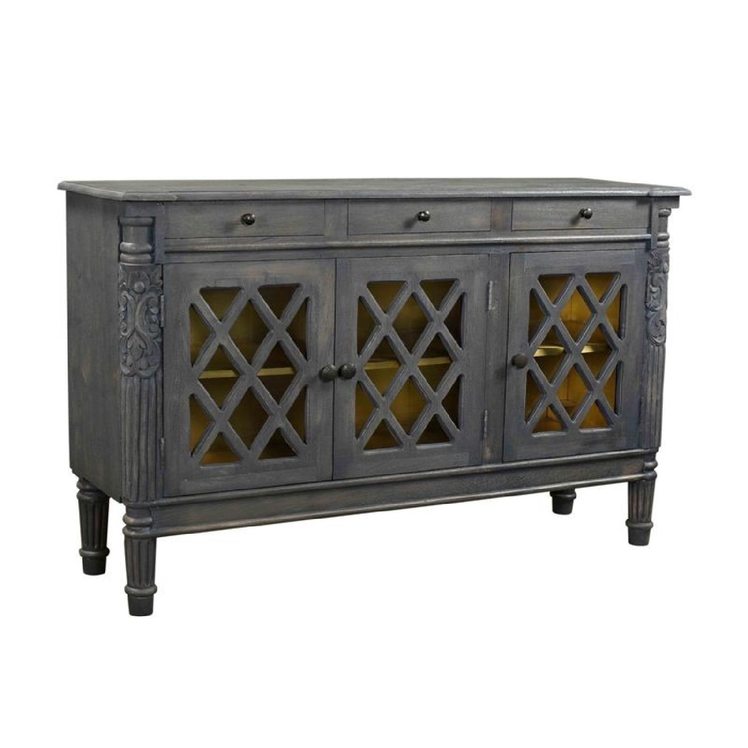 Designe Gallerie 3 Door Carved Legs Grey Wash Sideboard - image-1