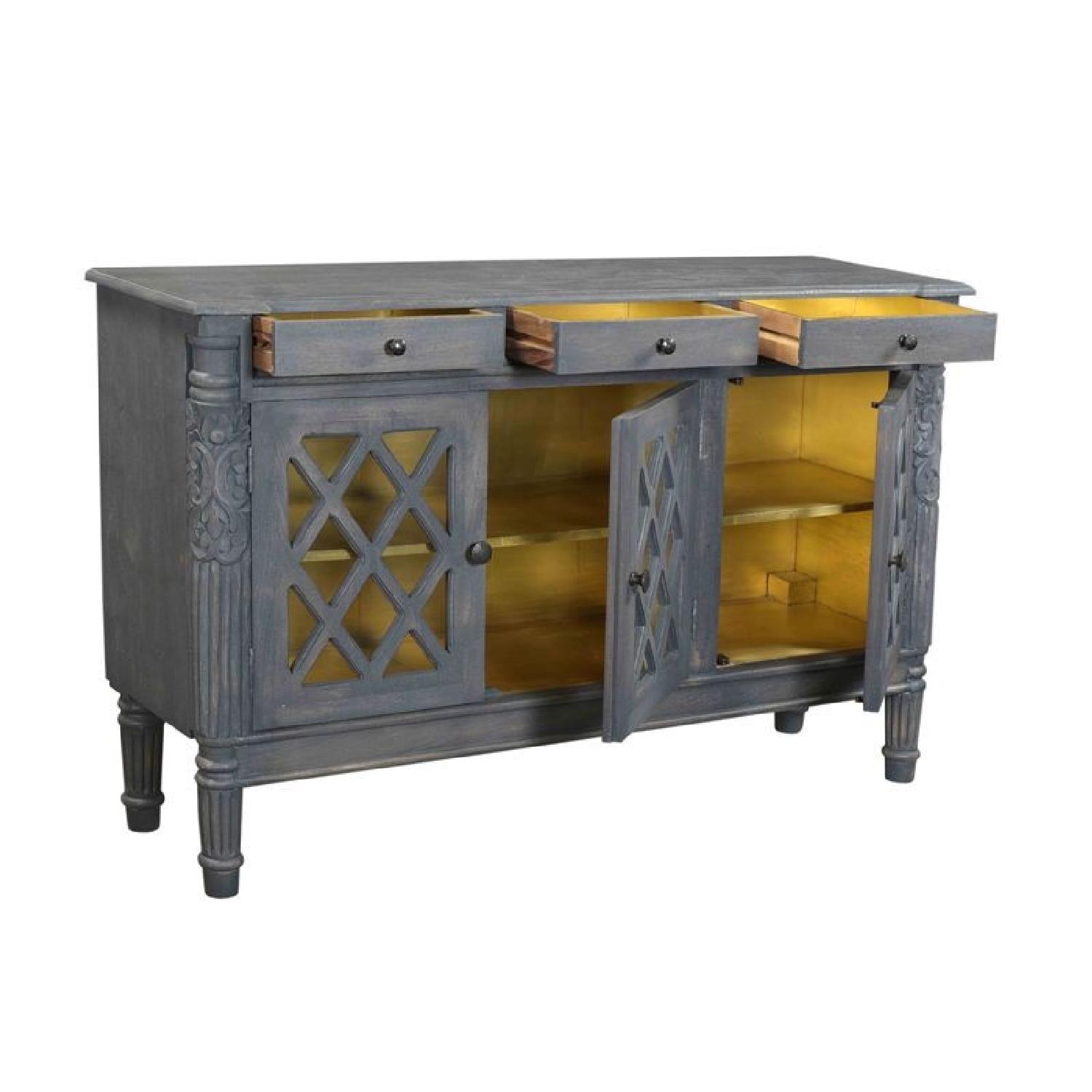 Designe Gallerie 3 Door Carved Legs Grey Wash Sideboard - image-3