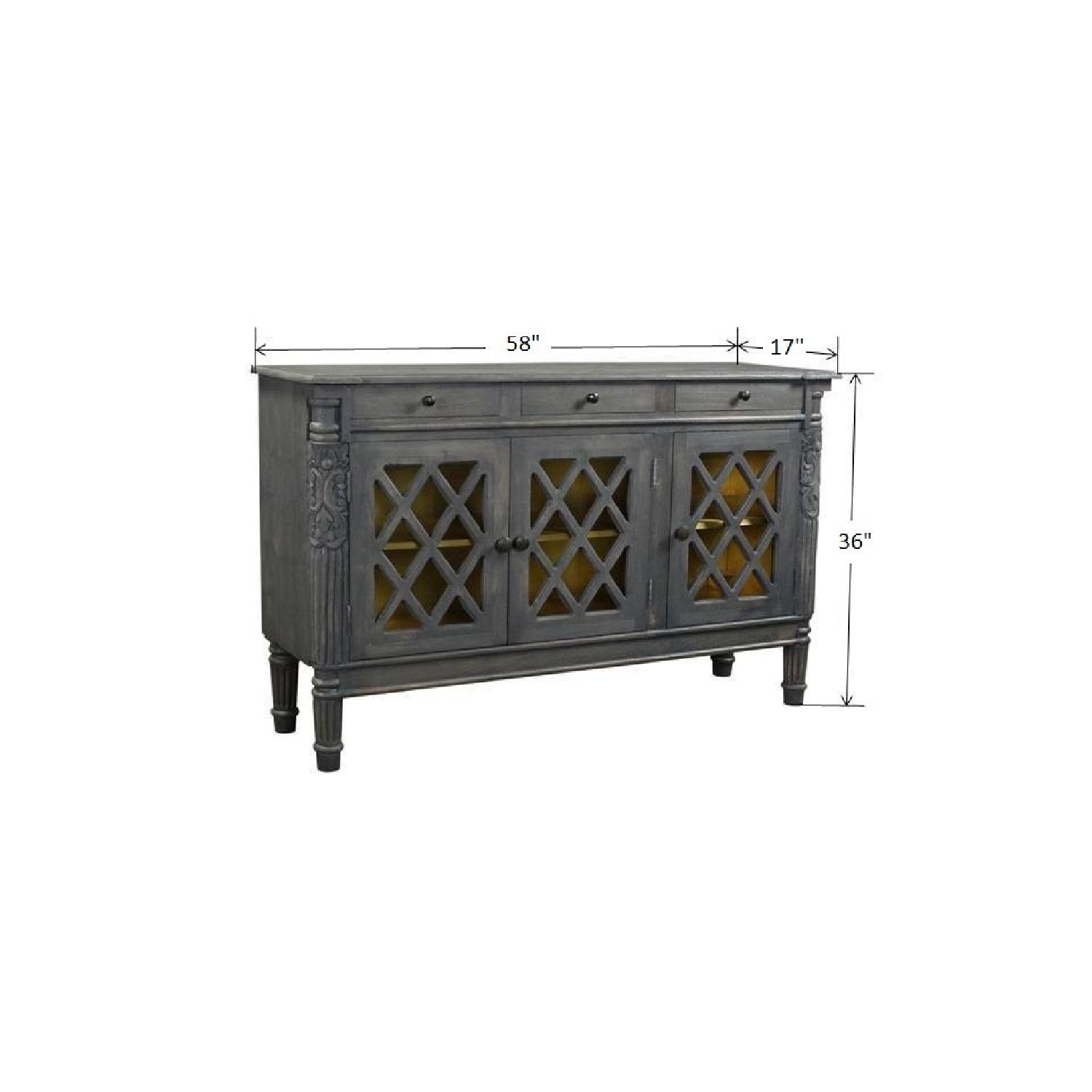 Designe Gallerie 3 Door Carved Legs Grey Wash Sideboard - image-5