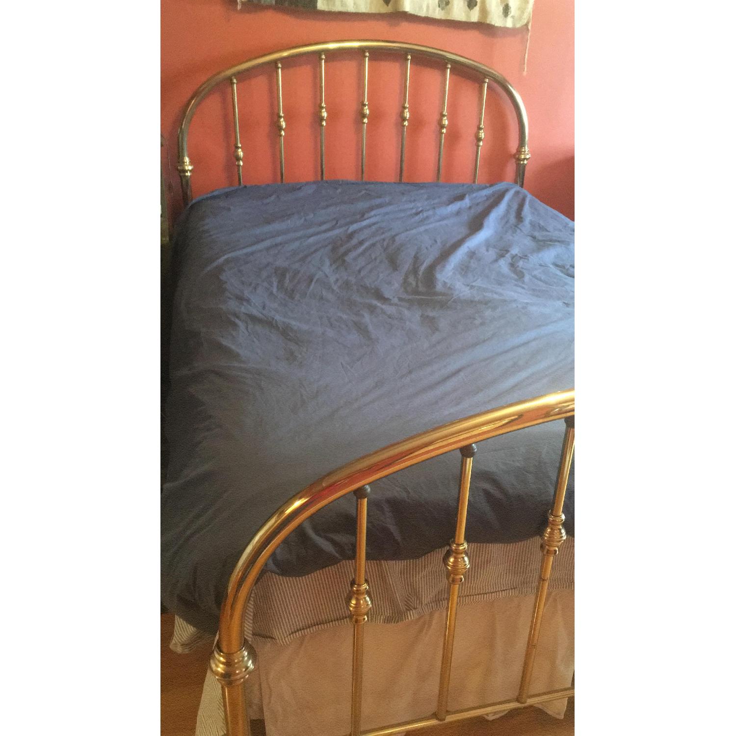 Vintage Brass Queen Headboard & Footboard - image-1