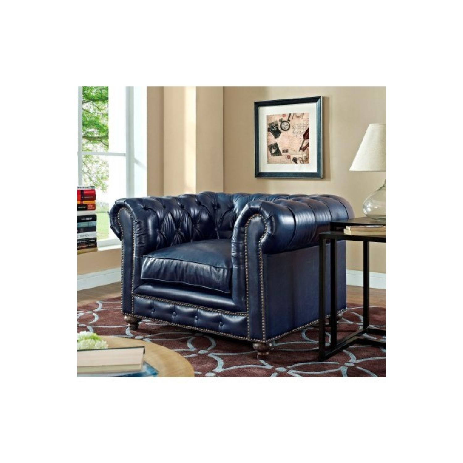 TOV Furniture Durango Rustic Blue Leather Club Chair AptDeco
