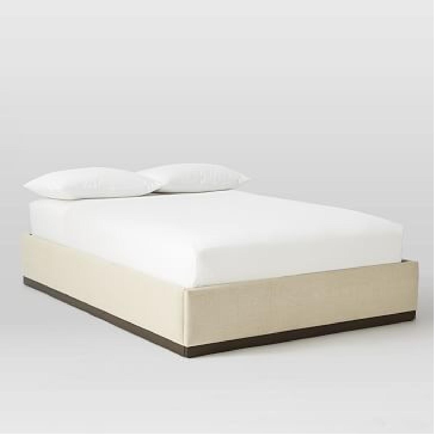 West Elm Plinth Upholstered Bed Frame in Oatmeal - image-3