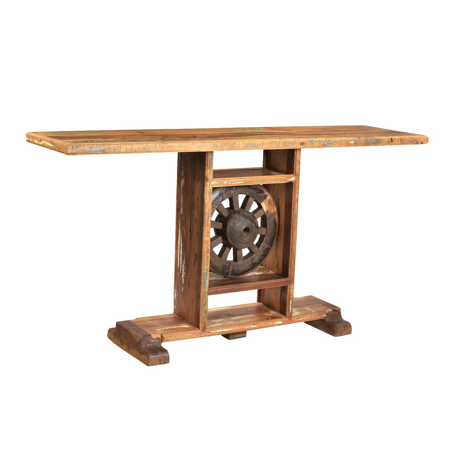 Designe Gallerie Wooden Wheel Console Table - AptDeco