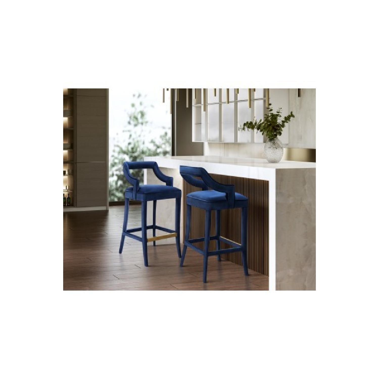 TOV Furniture Tiffany Navy Velvet Bar Stool - image-1