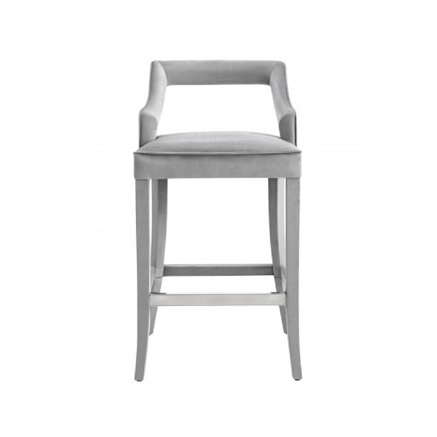TOV Furniture Tiffany Grey Velvet Bar Stool AptDeco
