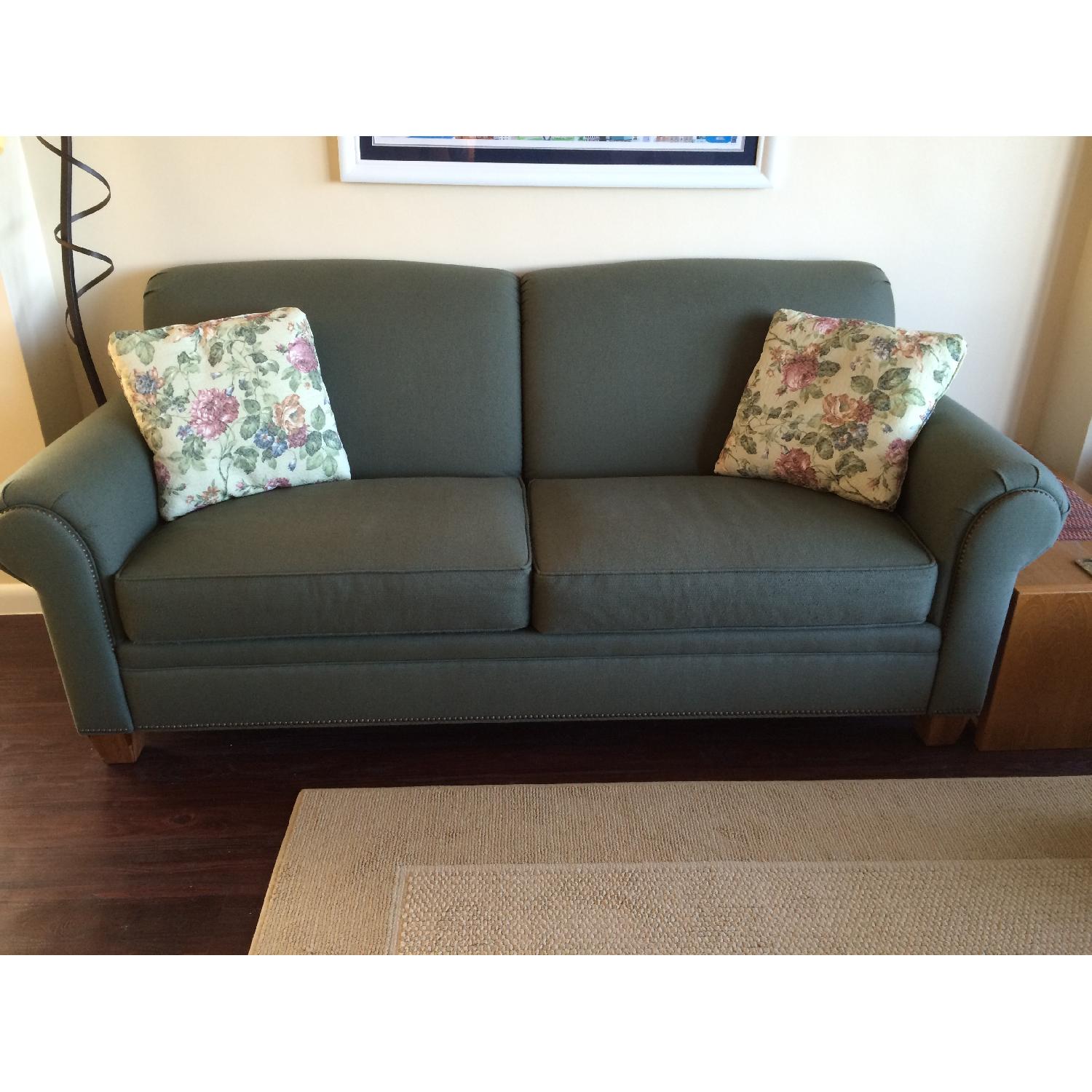 Broyhill Furniture Green Sofa & Ottoman + 2 Arm Chairs - image-1