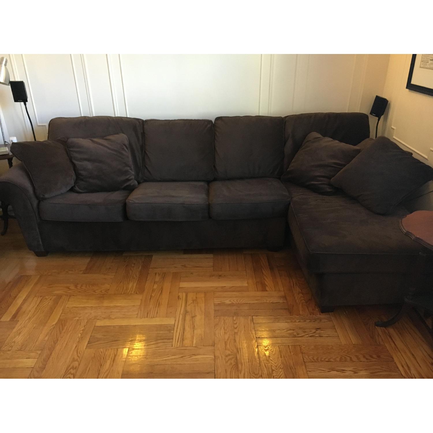 Raymour & Flanigan Chenille Sectional w/ Queen Size Pull Out Bed - image-1