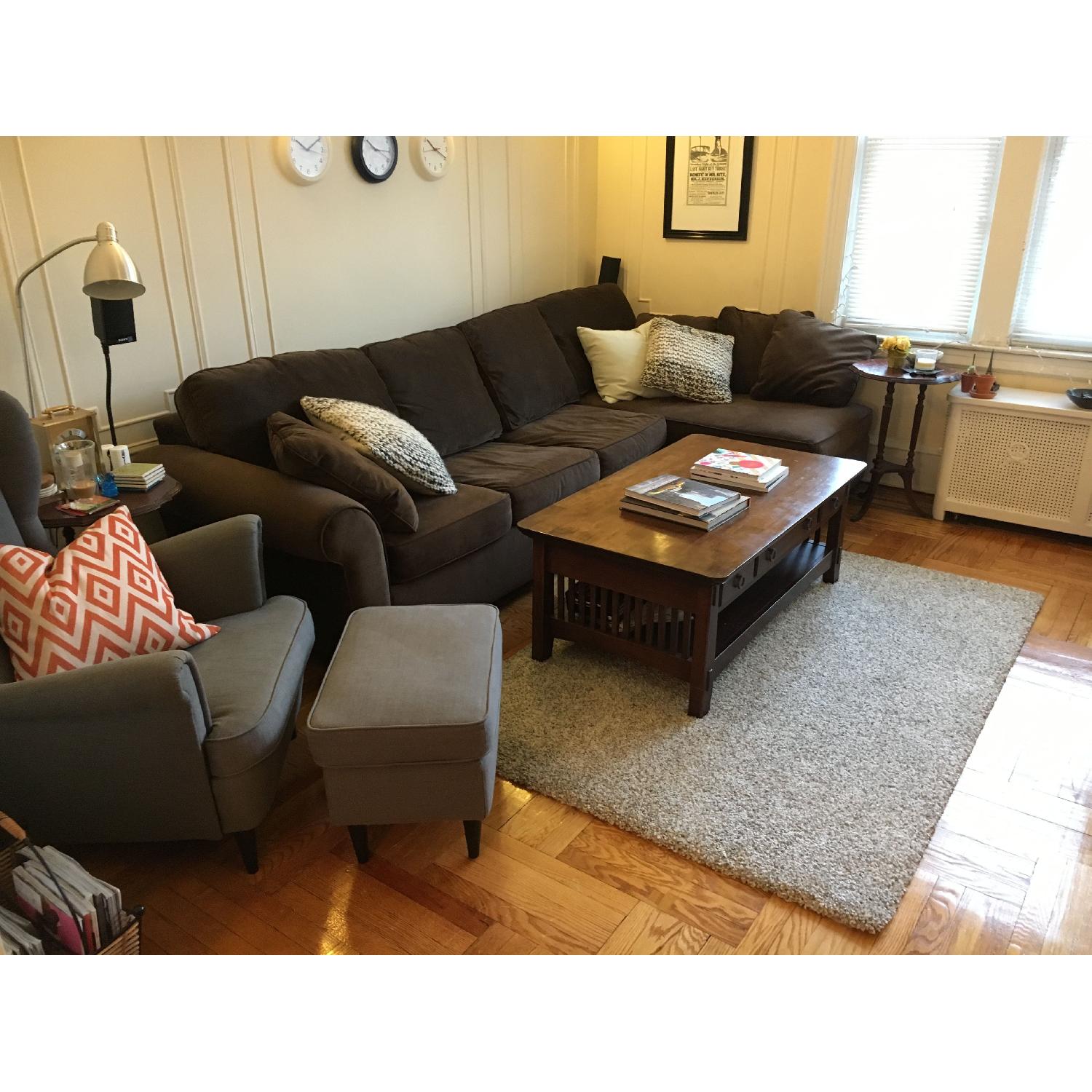 Raymour & Flanigan Chenille Sectional w/ Queen Size Pull Out Bed - image-3