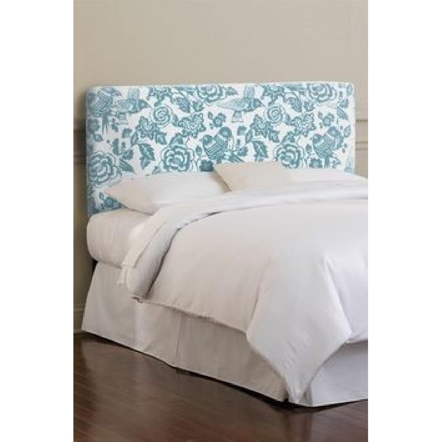 Thomas Paul Furniture Queen Size Bed Frame & Upholstered Headboard in Turquoise Canary - image-1