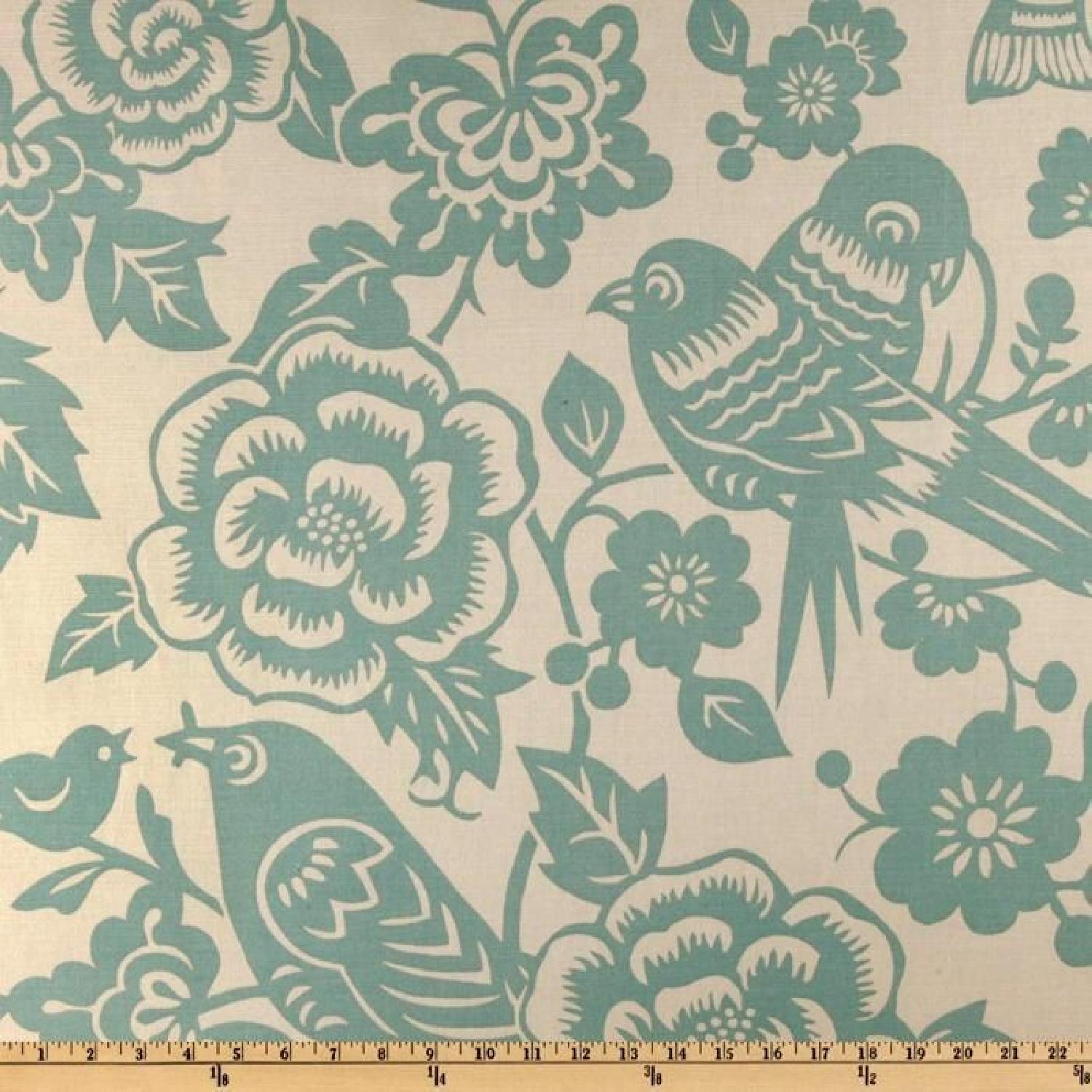 Thomas Paul Furniture Queen Size Bed Frame & Upholstered Headboard in Turquoise Canary - image-2