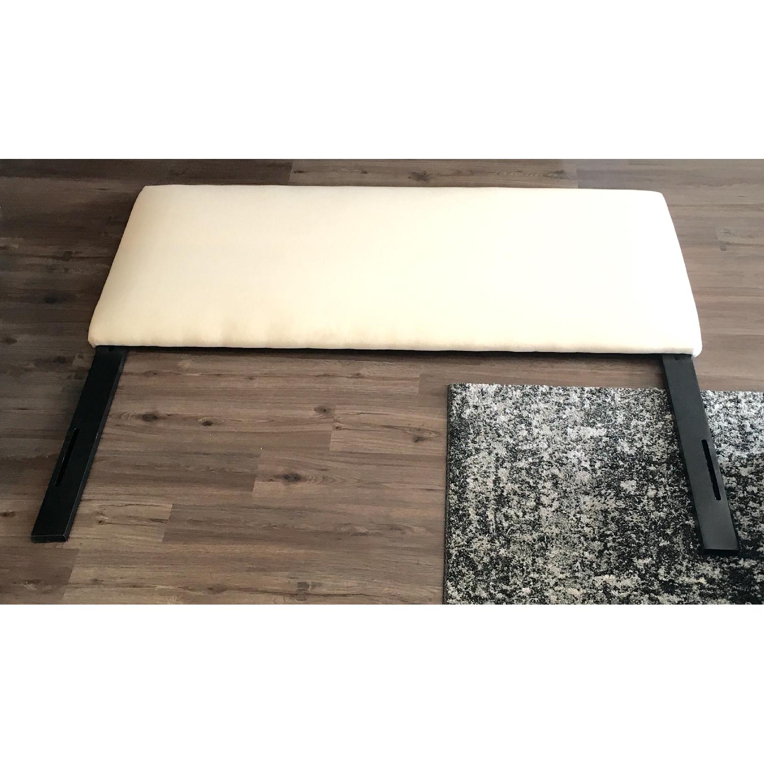 Thomas Paul Furniture Queen Size Bed Frame & Upholstered Headboard in Turquoise Canary - image-4