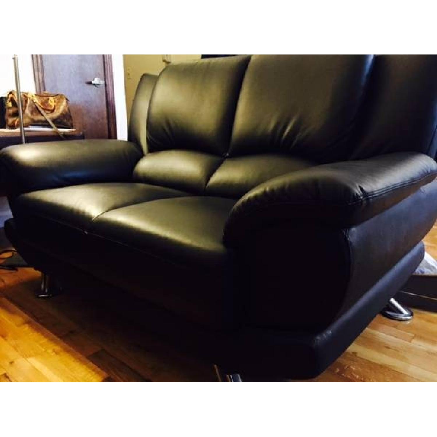 Black Leather 3 Seater + Loveseat - image-2